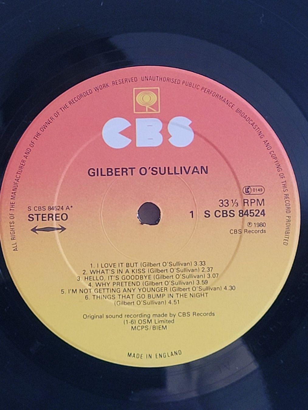Dischi in vinile: Vinyle 33T Gilbert O'Sullivan "Off Centre" CBS Records – Usato da la Chaux-de-Fonds venduto da Lampe 3