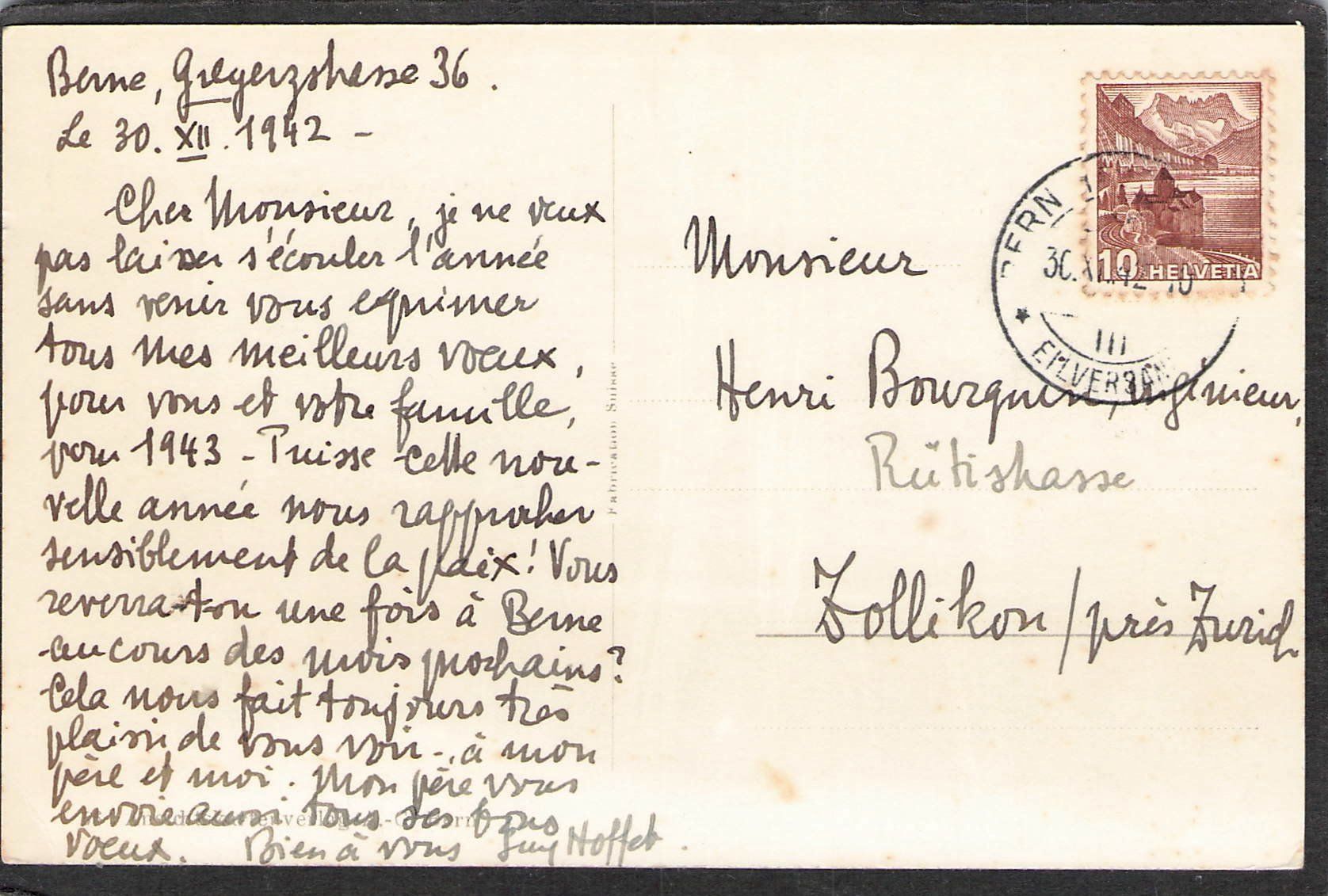 Ansichtskarten: Bern Spitalgasse , belebt ,Oldtimer,1942 – Gebraucht aus Reichenburg von Pipo-67 1