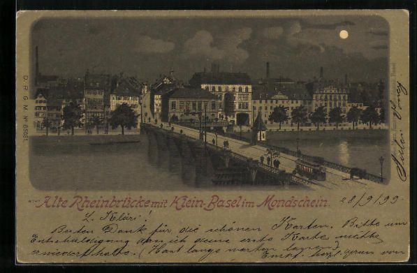 Cartes postales: Mondschein-Lithographie Basel, Klein-Bas – D'occasion à Berlin par bartko-reher