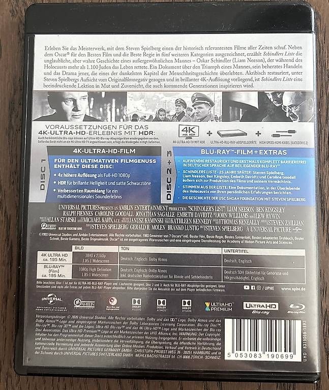 Tous les DVDs: Schindlers Liste 4K UHD – D'occasion à Winterthur par Geilotime 1