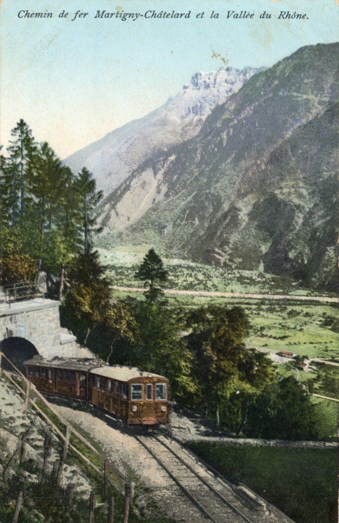 Cartoline postali: Martigny - Châtelard   VS -  Chemin de fer    en  1 9 0 8 – Usato da Brig venduto da Valcards54