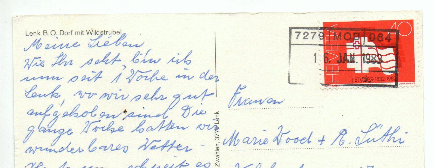 Cartoline postali: LENK i.S. - Dorf mit Wildstubel - Stempel Bahn MOB – Usato da Jona venduto da philajona 1