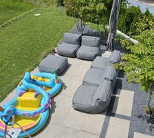 Gartenlounge Set (6 Sessel und 1 Hocker) Olefin Wetterfest