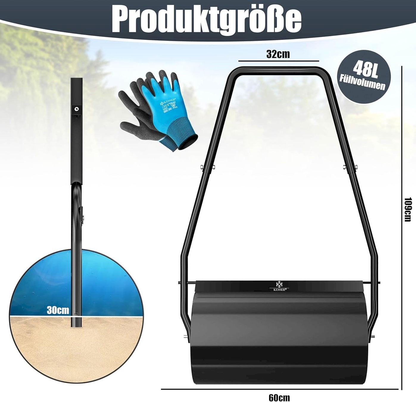 Attrezzi per la lavorazione del suolo: KESSER Rasenwalze 48l 60cm schwarz – Nuovo e nell'imballaggio originale da Bottighofen venduto da zaap 1