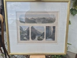 Antiker Stahlstich Kanton Glarus um 1860