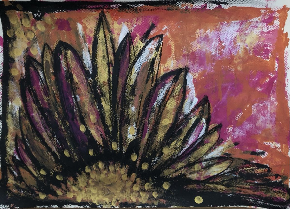 Gemälde: Gemälde „Sunset-flower“ 50/70cm – Neu und originalverpackt aus Frauenkappelen von MissCadillac