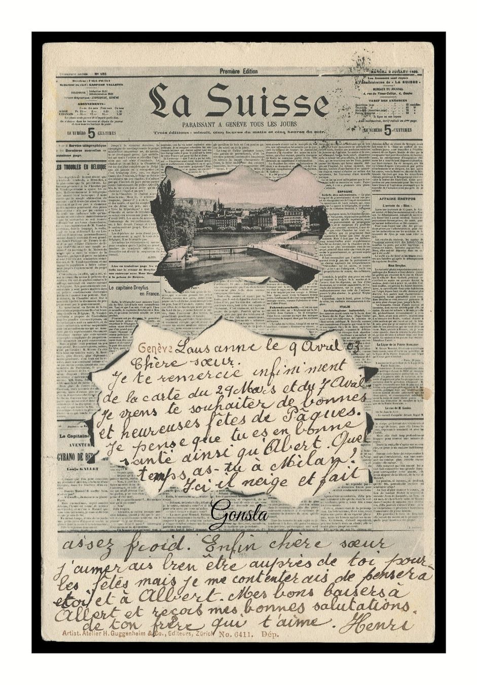 Cartes postales: JOURNAL "LA SUISSE" - 1903 Genève – D'occasion à Onex par gonsla01
