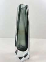 Grau facettierte Sommerso MURANO Glas Vase / Flavio Poli