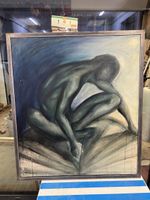 Peinture à l'huile originale signée/ cadre en métal