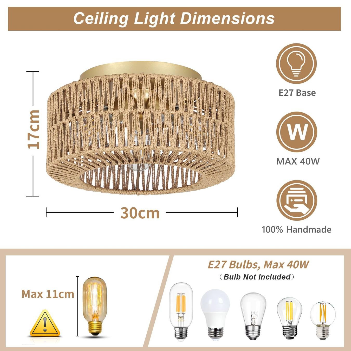 Lampadari & plafoniere: Deckenleuchte Deckenlampe Rattanlampe 3 flammig mit E27 – Nuovo e nell'imballaggio originale da Dörflingen venduto da Nixhub 5