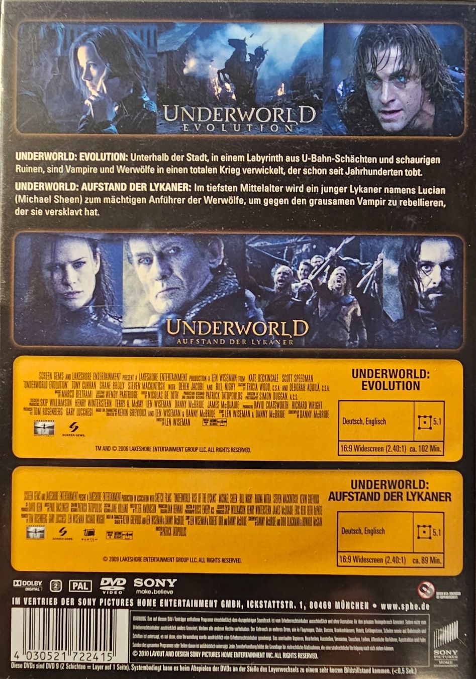 Tous les DVDs: Underworld - Evolution + Aufstand der Lykaner – D'occasion à Wahlen b. Laufen par Cg10 1