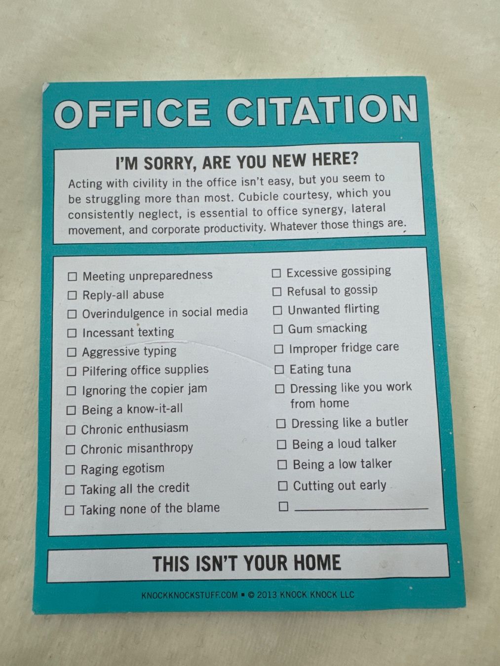 Blocchi: Office Citation Notes - Are you new here?  - Zettel-Block – Usato da Genève venduto da k1164