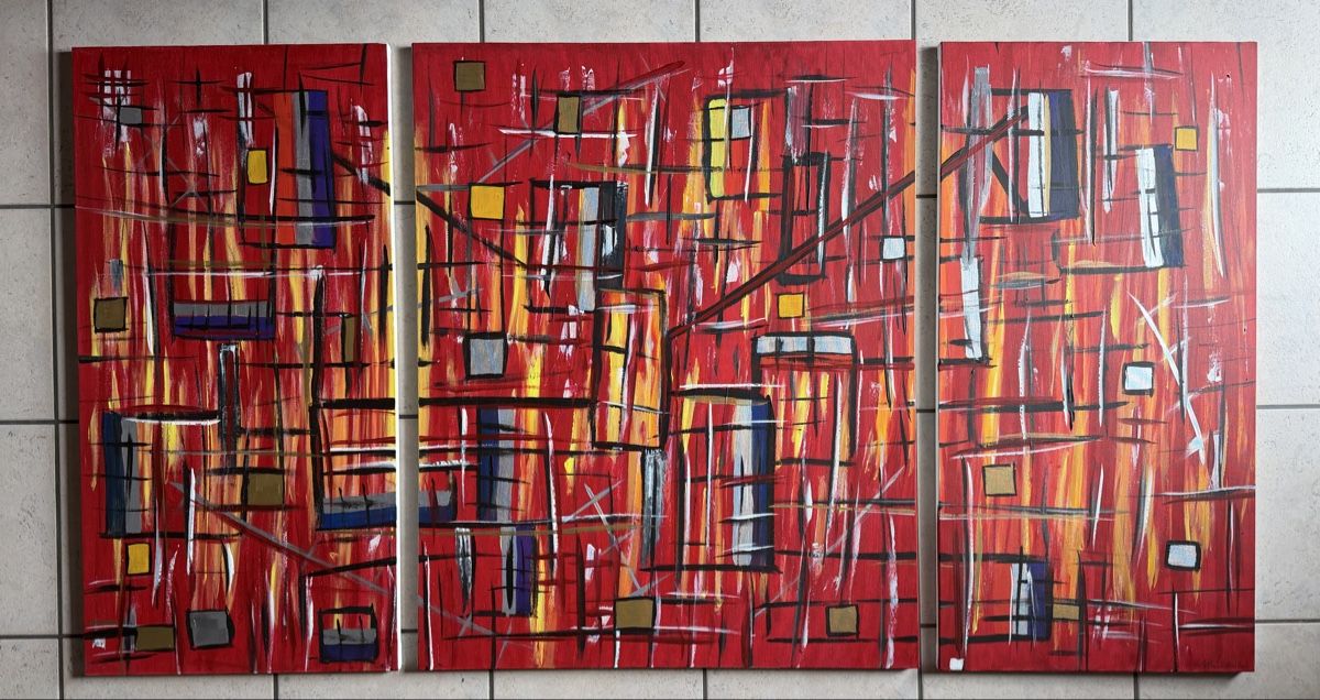 Dipinti: Grosses Gemälde, Leinwand, rot, 190 x 100 cm – Usato da Thayngen venduto da Budro
