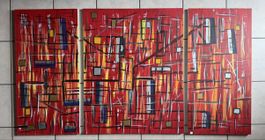 Grosses Gemälde, Leinwand, rot, 190 x 100 cm