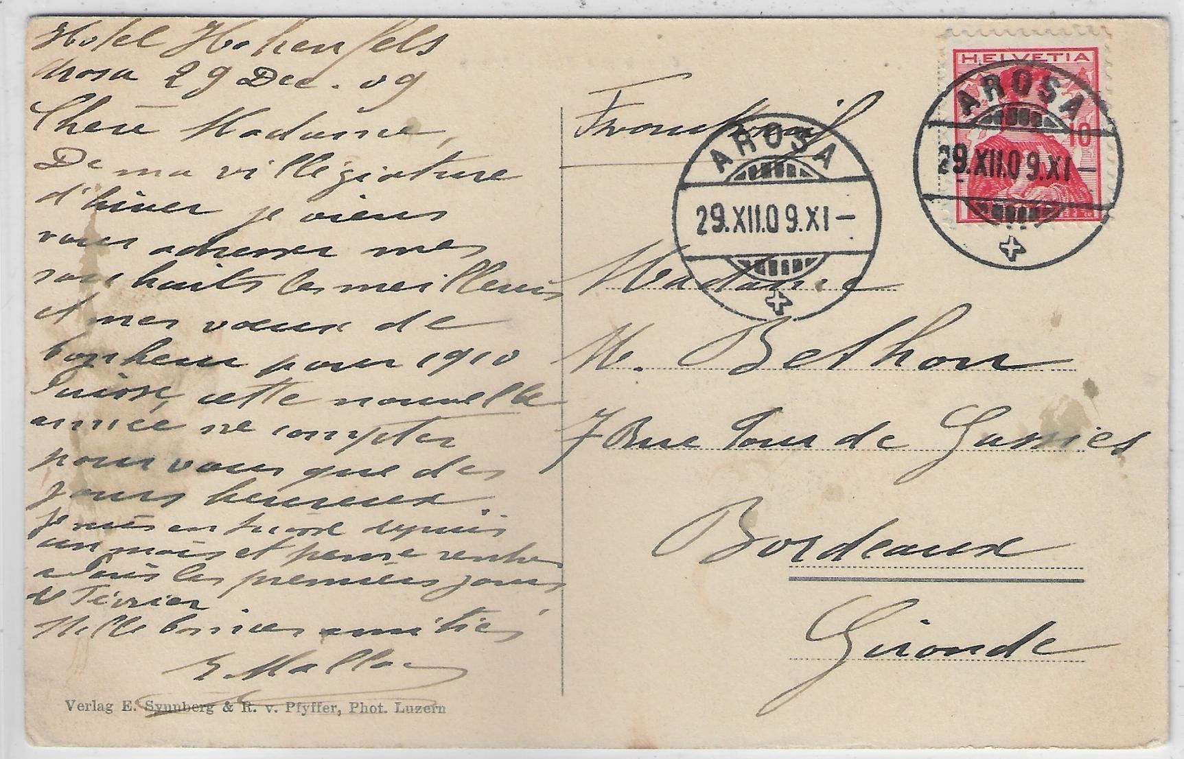 Cartes postales: Arosa mit Furkahörner im Winter – D'occasion à Ettingen par Kartenplanet 1