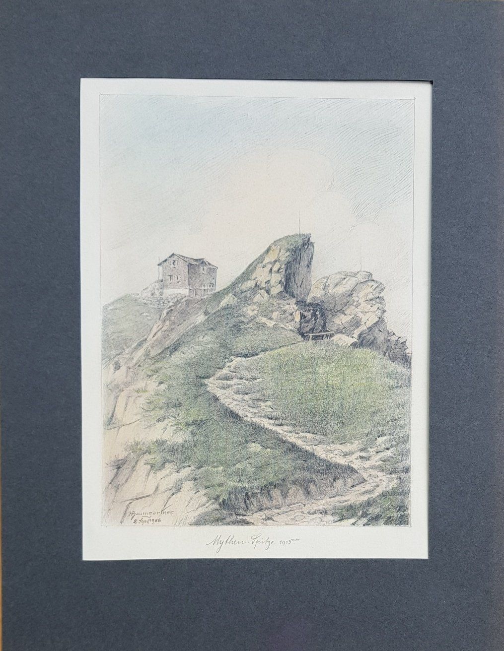 Dipinti: Mythen Spitze  1906  -   H. Baumgartner – Usato da Horw venduto da Kunstreich7 6