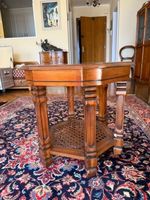 Table hexagonale en bois avec plateau verre occasion
