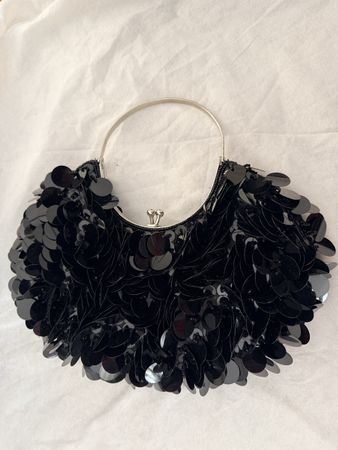 Vintage-Abendtasche mit schwarzen Pailletten