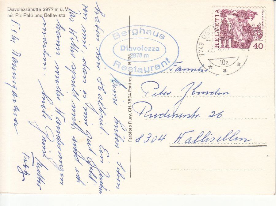 Cartoline postali: Diavolezzahütte 1983 – Usato da Bürglen TG venduto da StampGraf 1