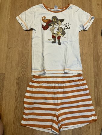 Kinder Shorty Pyjama gestiefelter Kater Gr. 110/116