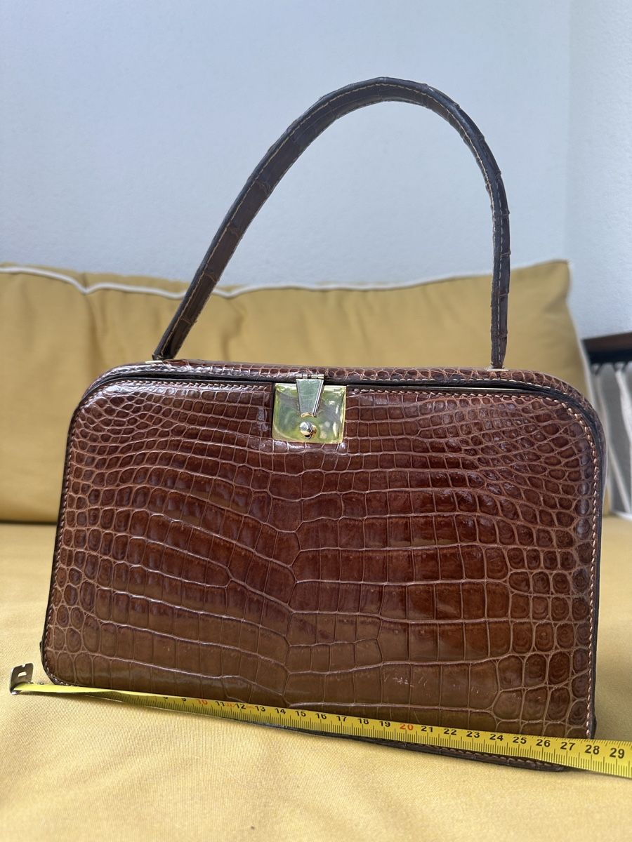 Borse: Vintage Alligator Handbag, Brown Leather – Usato da Zürich venduto da kas_g26m