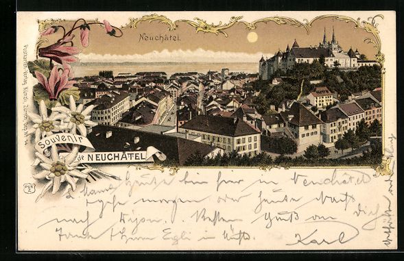 Cartoline postali: Litho Neuchâtel, Ortsansicht aus der Vo – Usato da Berlin venduto da bartko-reher