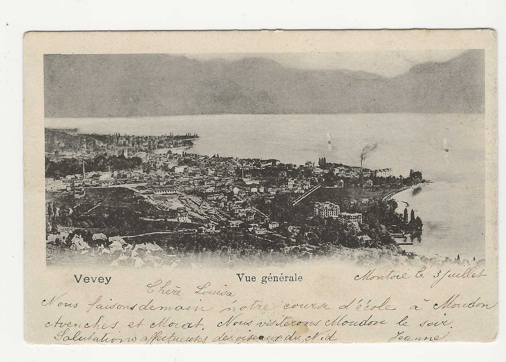 Ansichtskarten: VEVEY   Vue générale    1911 – Gebraucht aus Küttigen von rolypo