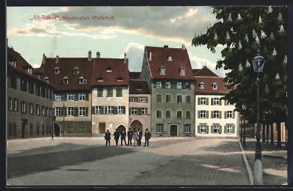 Cartoline postali: AK Basel, Der Münsterplatz (Rollerhof) – Usato da Berlin venduto da bartko-reher