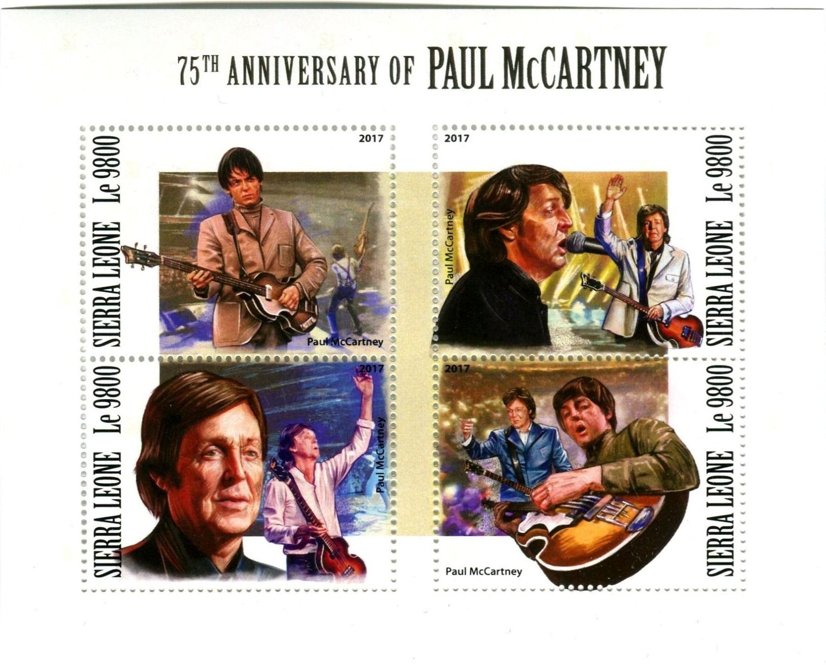 Tutti i francobolli: Block "The Beatles. Paul McCartney". Sierra Leone – Nuovo e nell'imballaggio originale da Basel venduto da Butsch5