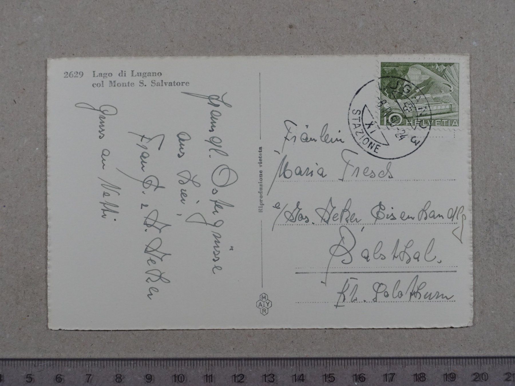 Ansichtskarten: Lago di Lugano, 1950 – Gebraucht aus Lenzburg von fh1 1