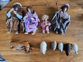 Egli Krippenfiguren  handgemacht 4 stück mit 6 Tieren 