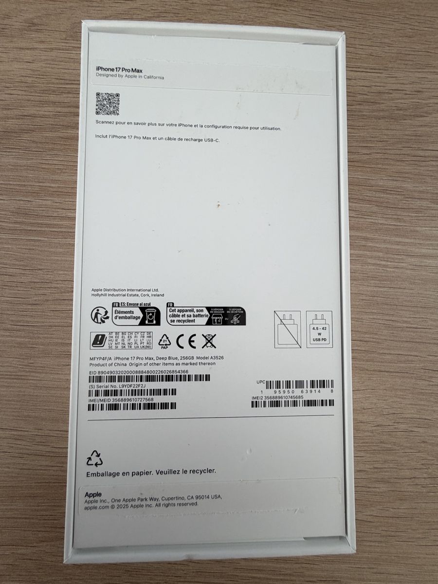 Apple Telefoni cellulari / Smartphones: iPhone 17 Pro Max 256GB Deep Blue New – Usato da Gamprin Bendern venduto da fre_l7sp 5