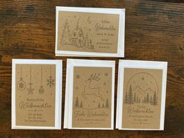Set von 4 Weihnachtskarten mit Umschlag