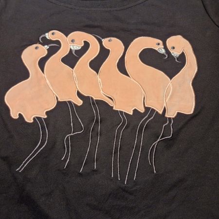 Flamingo-Pullover M/L, 95 % Baumwolle