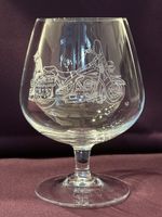 Set edle Cognac-Schwenker mit Motorrad-Gravur, 6 Stk.