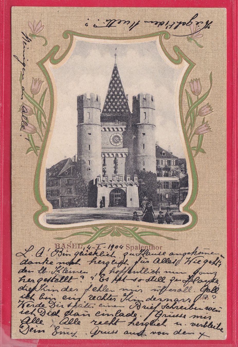 Cartoline postali: BASEL, SPALENTHOR, 5.1.1904 – Usato da Oberrieden venduto da Gebirgsstelze