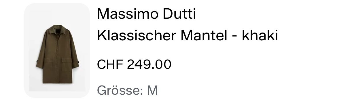 Massimo Dutti Cappotti: Massimo Dutti - Klassischer Mantel - khaki – Usato da Langenthal venduto da mar_d6xf 3