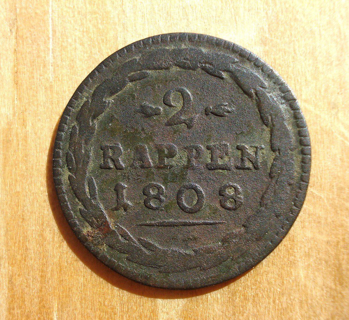 Tutti le monete: (D3) Aargau 2 Rappen 1808 – Usato da Erlach venduto da Net-Coins