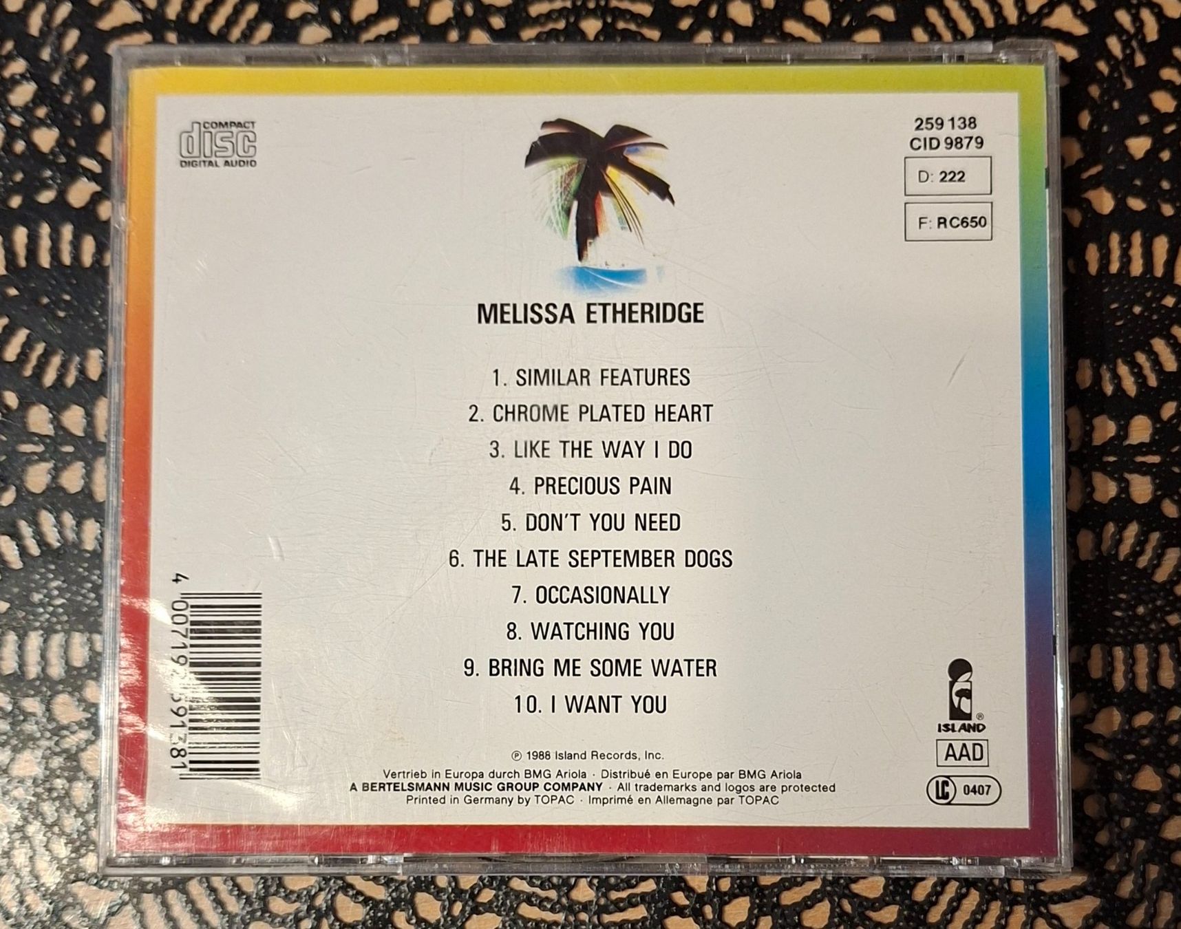 CD: Melissa Etheridge - Melissa Etheridge, USA FolkRock CD  1988 – Usato da Schönenberg TG venduto da Gregolino76 1