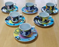 Bopla 6 Kaffeetassen mit Unterteller GALAXIE & DEMI LUNE