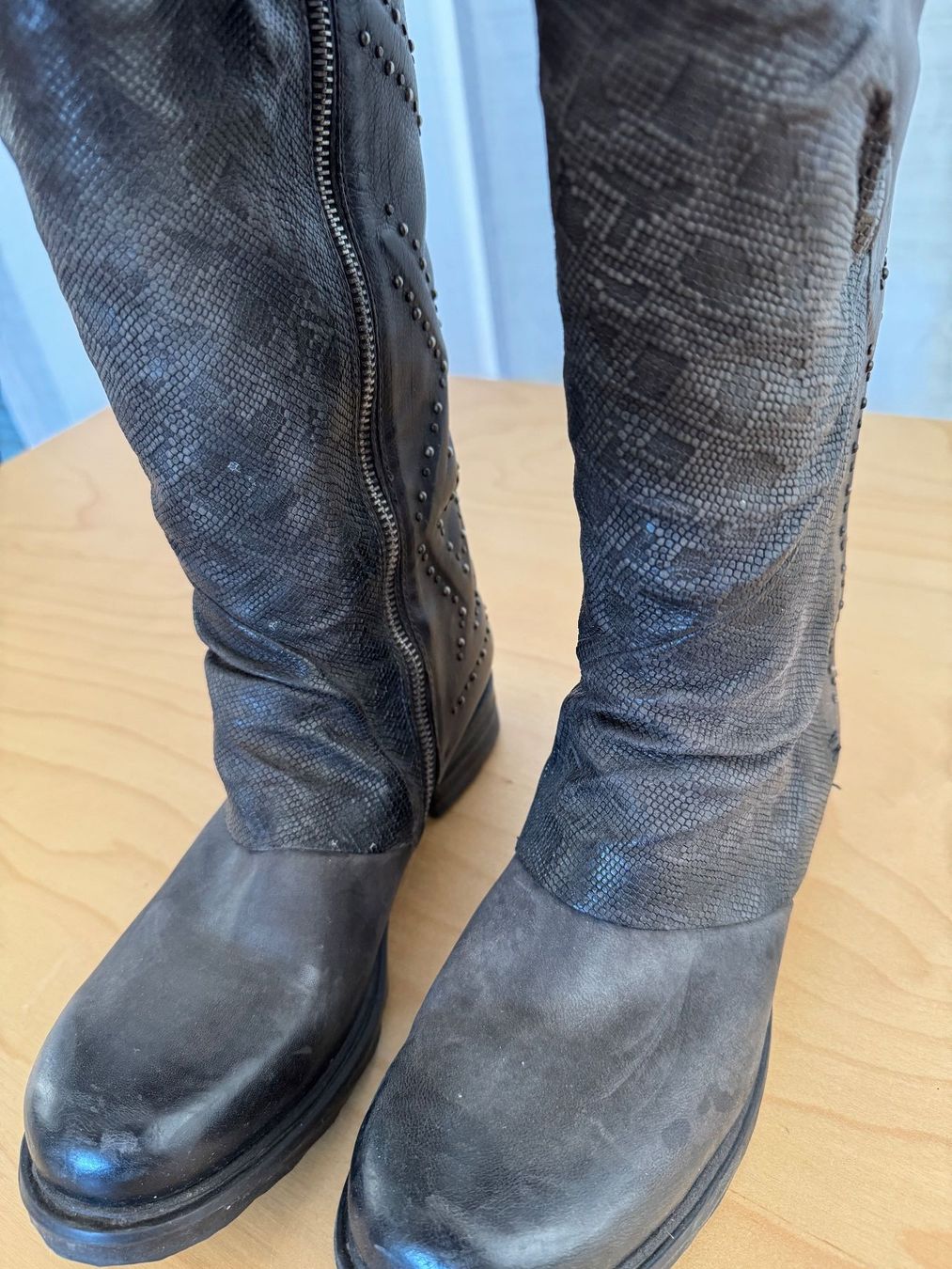 Scarpe da donna: Stiefel, Leder, dunkelgrau, Grösse 39 – Usato da Rorschacherberg venduto da beeechen 1