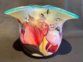 Eisch Glasvase mundgeblasen handgemalt