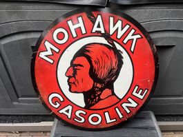 Grosses Werbeschild Mohawk Gasoline rund 70 cm gebraucht