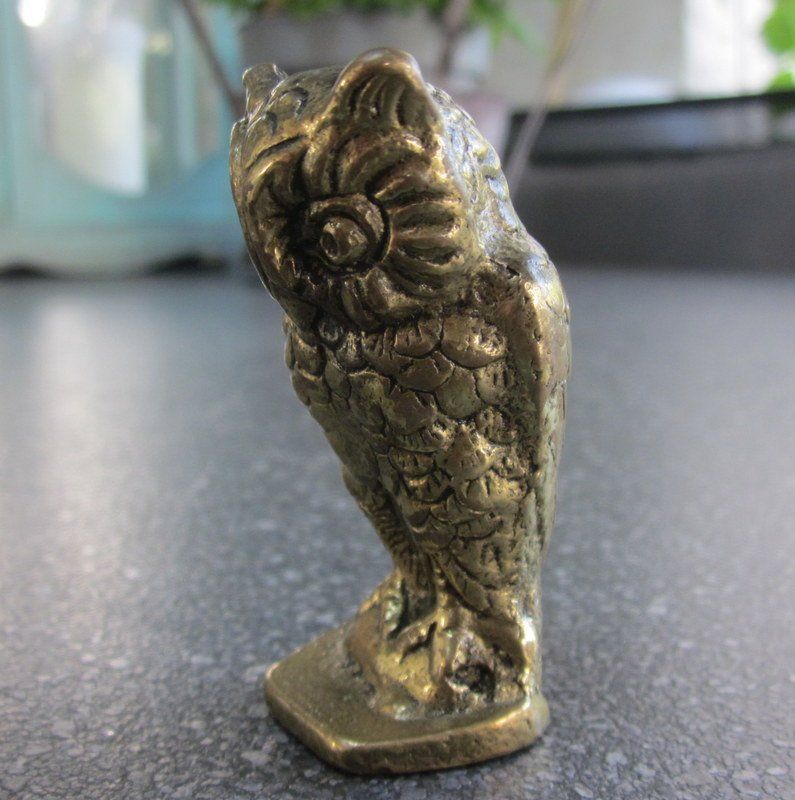 Figuren: Kleine alte Messingfigur Eule massiv, Höhe 6 cm – Gebraucht aus Bischofszell von raika 1