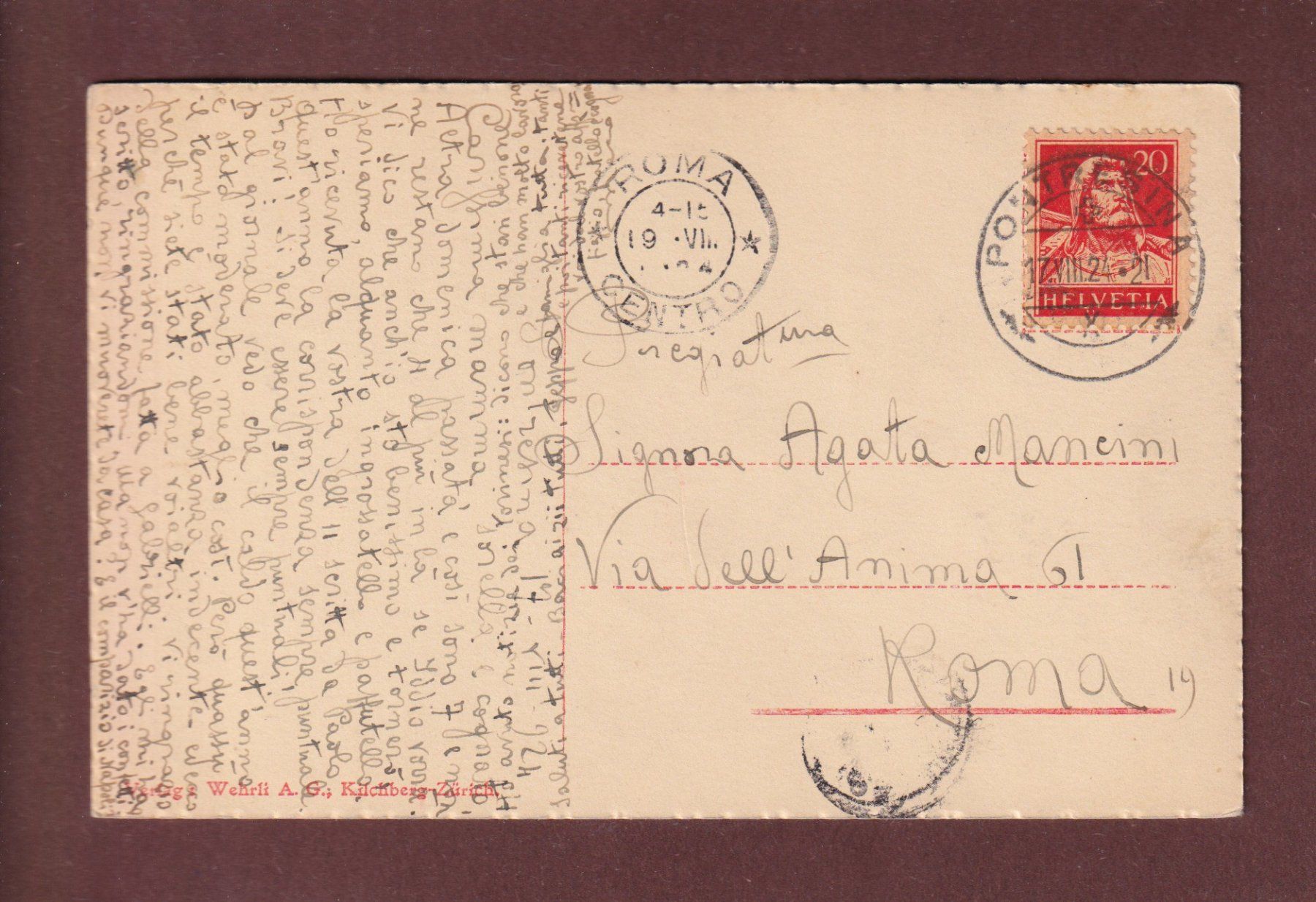 Ansichtskarten: PONTRESINA - 1924 – Gebraucht aus Pully von nicecards-shop 1