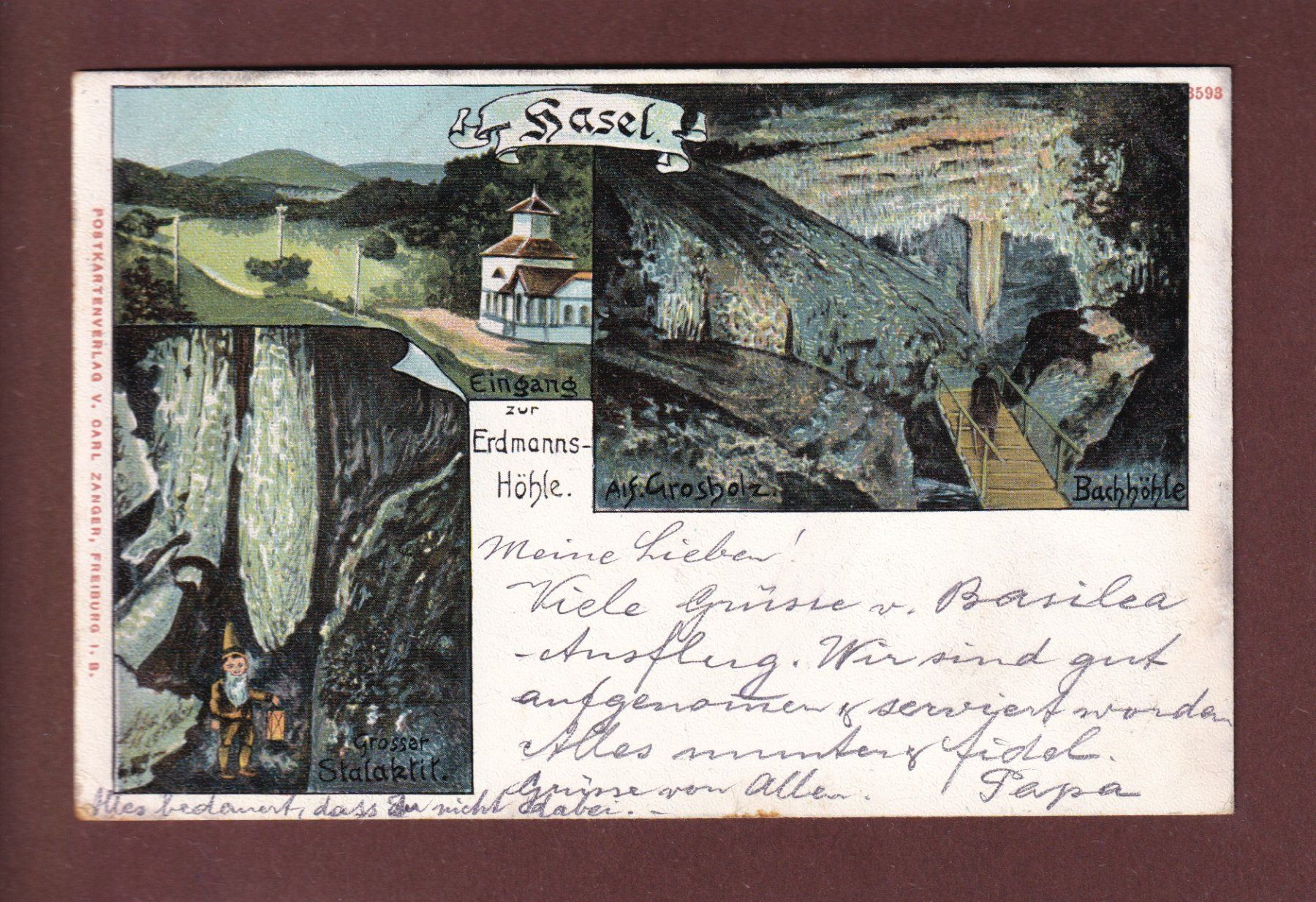 Cartoline postali: BASEL - Erdmanns-Höhle - 1909 – Usato da Pully venduto da nicecards