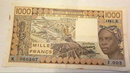 Sénégal – 1000 Francs CFA 1981 – BCEAO – Série J.003 