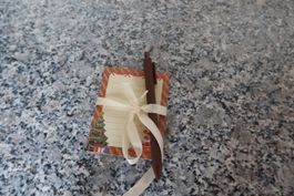 Weihnachtnotizblock und Kugelschreiber