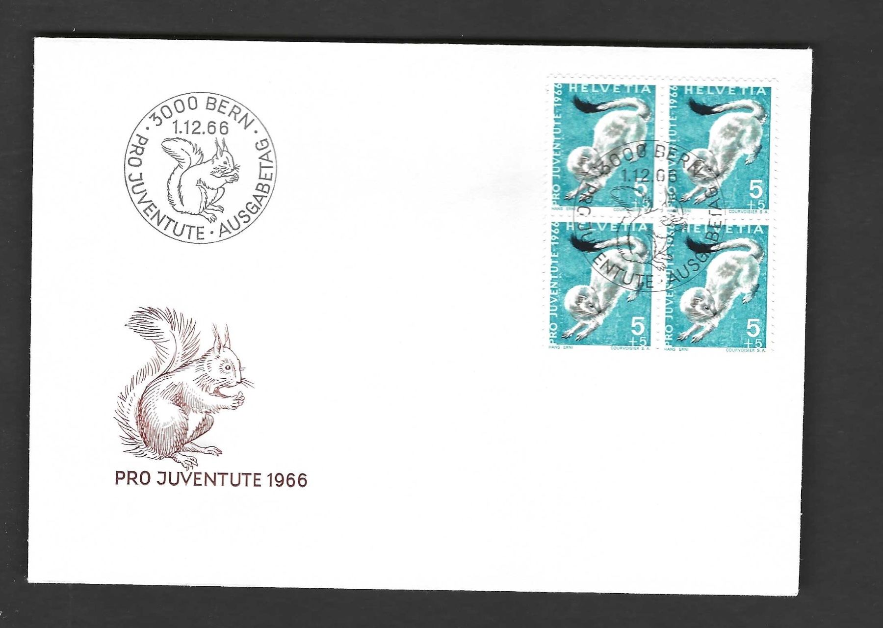 Alle Briefmarken: Pro Juventute Viererblock 1966 – Gebraucht aus Koblenz von Markenhimmel