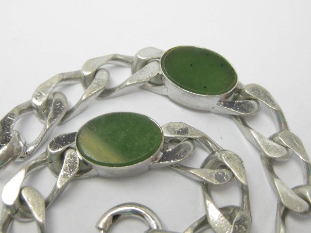 Bracciali & Braccialetti: Antik Armband Panzer Kette Silber 835 Nephrit Jade – Usato da Ermatingen venduto da Decovin 2